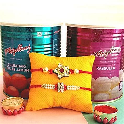 Rakhi Set With Gulab Jamun Usa Gift Rakhi Set With Gulab Jamun Fnp