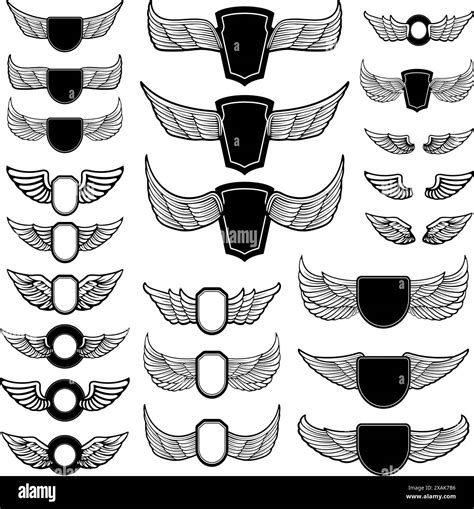 Set Of Vector Emblems With Wings Design Elements For Logo Label