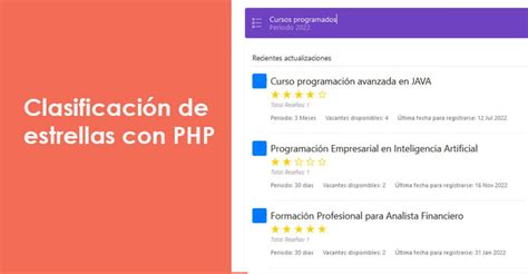 Clasificación de estrellas con PHP ejemplo completo BaulPHP