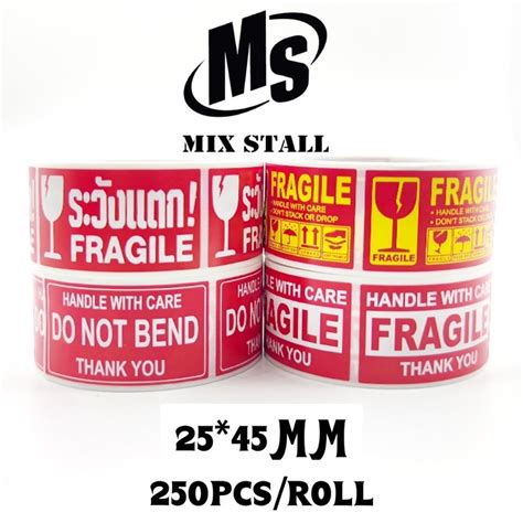 STICKER FRAGILE 250pcs Roll DO NOT BEND HANDLE WITH CARE STICKER