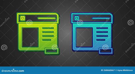 黑色背景中突显的绿色和蓝色浏览器窗口图标 矢量 库存例证 插画 包括有 烤肉 搜索 线路 面板 268660667