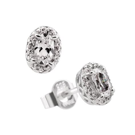 Diamonfire Zilveren Oorknoppen Classics Zirkonia Ovaal Bol