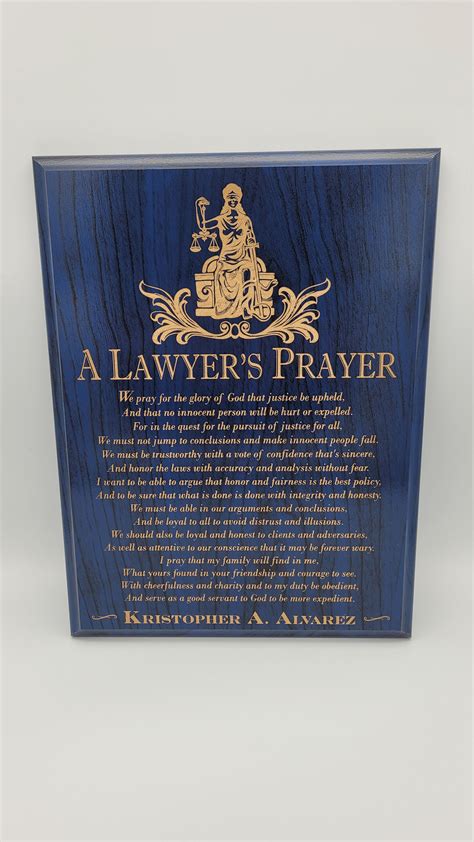 Lawyer Prayer Plaque Personalized Poem Engraved Attorney T Etsy