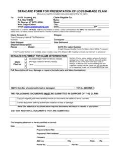 Standard Form For Presentation Of Loss Damage Claim Standard Form For