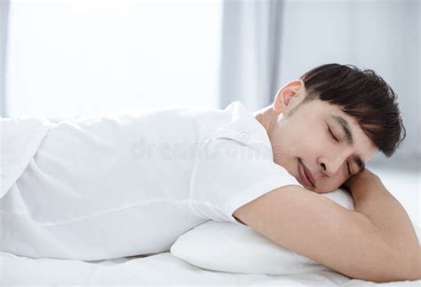 Handsome Young Man Sleeping In Bed Stock Image Image Of Portrait