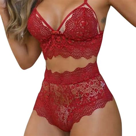Plus Size Piece Lace Ensemble Lingerie Bra And Panty Sets For Women