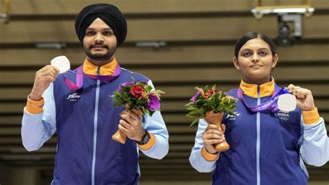 Asian Games 2023 Indias Divya Ts And Sarabjot Singh Win Silver In 10m