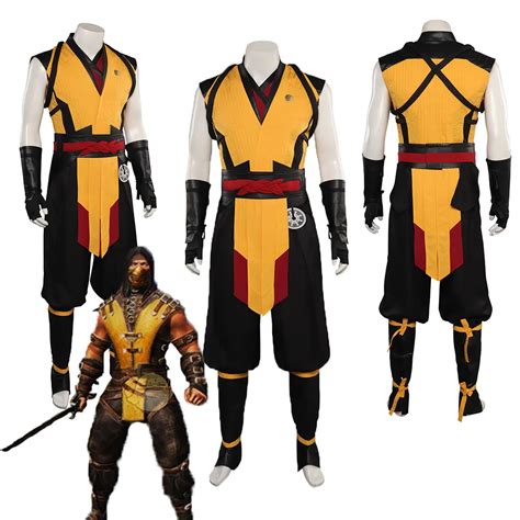 Disfraz Del Juego Mortal Kombat Scorpion Cosplay Para Adultos Chaleco