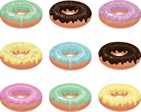 Nine Colorful Donuts Stock Vector Image By Nornaurd 69270727