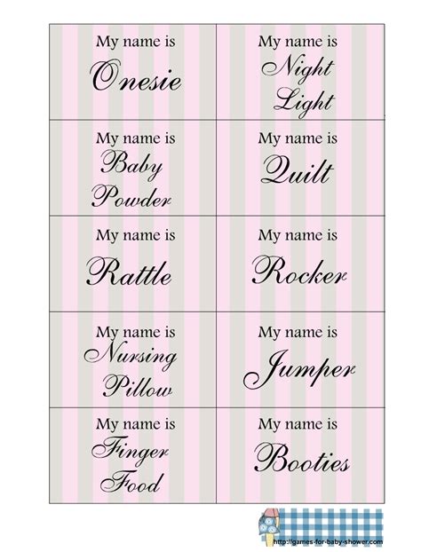 Free Printable Baby Shower Name Tags Game