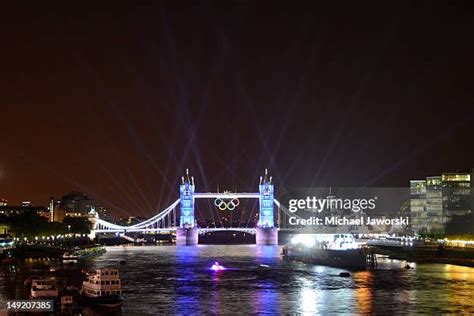 Tower Bridge Olympic Light Show Photos and Premium High Res Pictures ...