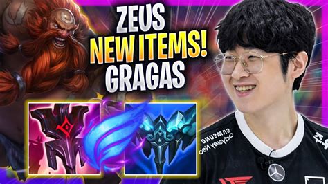 Zeus Tries Gragas With New Items T1 Zeus Plays Gragas Top Vs Akshan Season 2023 Youtube