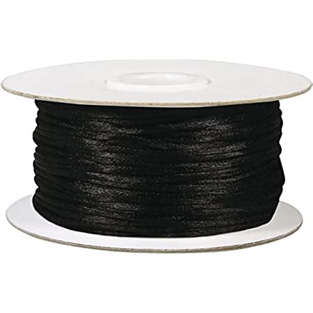 TONIFUL 100 m Bobine 2 mm noir Cordon en nylon noir satiné pour