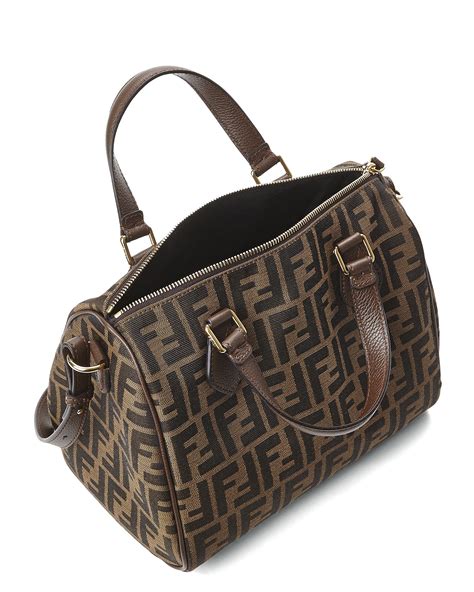 Fendi Tobacco And Brown Zucca Boston Bag In Brown Tobaccobrown Lyst