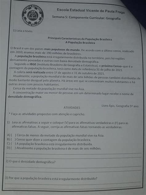 1 Leia As Afirmativas A Seguir E Coloque V Para As Afirmativas