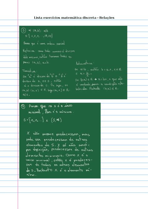 Lista Exercícios Matemática Discreta Temas Variados Exercícios Matemática Discreta Docsity