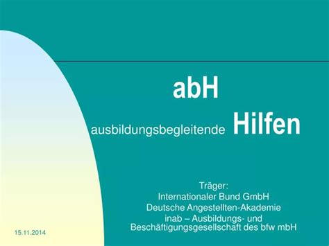 Ppt Abh Ausbildungsbegleitende Hilfen Powerpoint Presentation Free