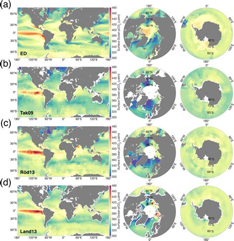 Longterm Mean Surface Ocean Pco For A Ed B Tak C R D And