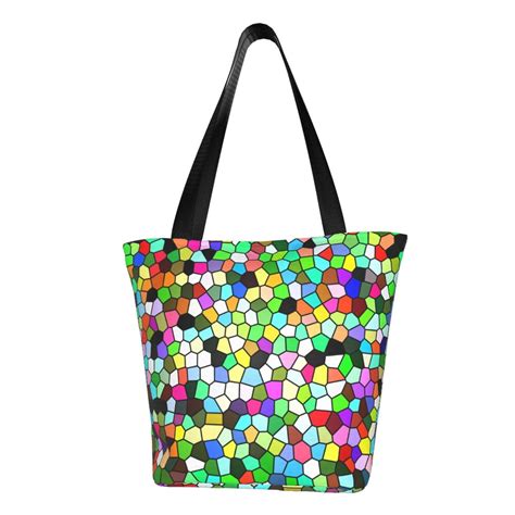 Adobk Colorful Tie Dye Stained Glass Canvas Tote Bag Vintage Tote Bag