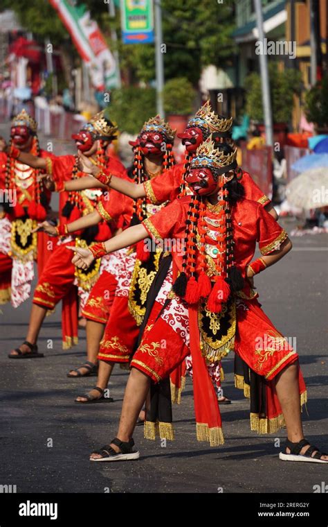 Topeng dance or beksan topeng dance from West Java. topeng dance is a dance whose dancers wear ...