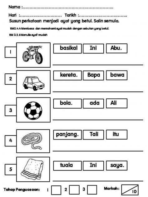 Bina Ayat Mudah Interactive Worksheet