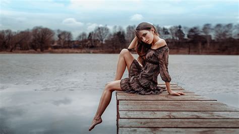 Woman In Brown Dress Sitting On Boat Dock Hd Wallpaper Wallpaper Flare