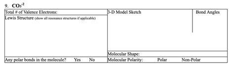 SOLVED: CO3 2 ITotal # of Valence Electrons: Lewis Structure (show all ...