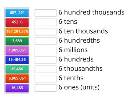 L Place Value Match Up