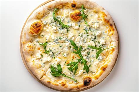 Four Cheeses Pizza With Blue Mold Cheese Goat Cheese Mozzarella And