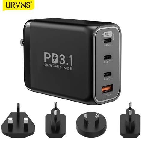 URVNS 240W USB C Charger 4 Port GaN III Type C 100W 140W PD 3 1 Fast