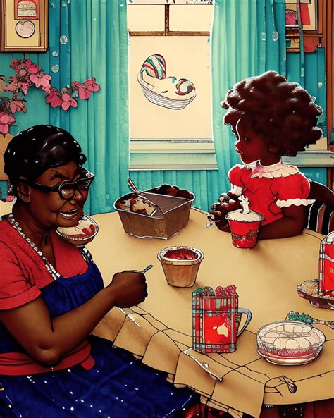 Beautiful Black Grandmother And Granddaughter With Candy · Creative Fabrica