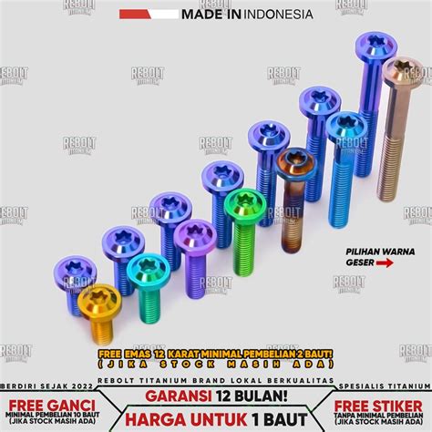 Jual Baut Titanium M8 Drat 12 Probolt REBOLT Titanium Shopee Indonesia