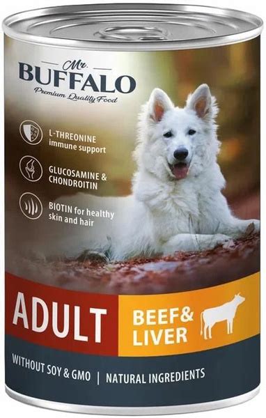 Корм Mr. Buffalo Beef & Liver ( консерв.) для собак, говядина и печень ...
