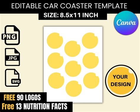 Car Cup Coaster Template Car Coaster Template Canva Editable Car