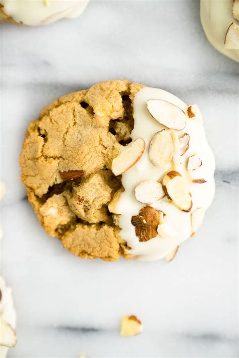 White Chocolate Roasted Almond Cookies The Sugar Coated Cottage Recipe Almond Cookies