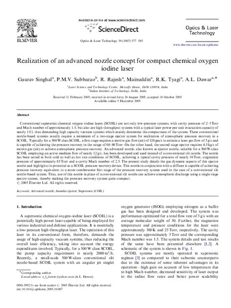 (PDF) Compact Ejector Nozzle for Chemical Oxygen Iodine Laser