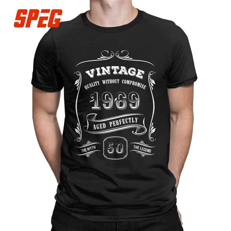 Men Vintage 1969 50 Years Old T Shirts 50th Birthday Novelty Crew Neck Short Sleeved Tops Cotton