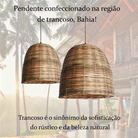 Pendente Em Palha Rustico Artesanal Fibra Natural Nat Madeiramadeira