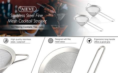 Amazon AIEVE Fine Mesh Strainer 2 Pack Tea Strainer Stainless