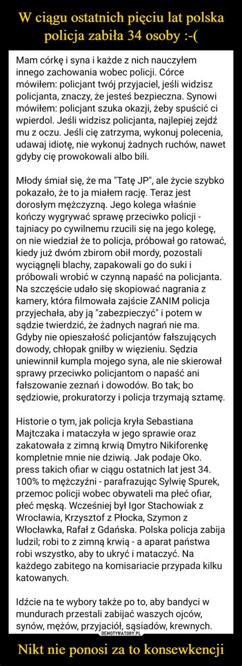 W Ci Gu Ostatnich Pi Ciu Lat Polska Policja Zabi A Osoby Nikt