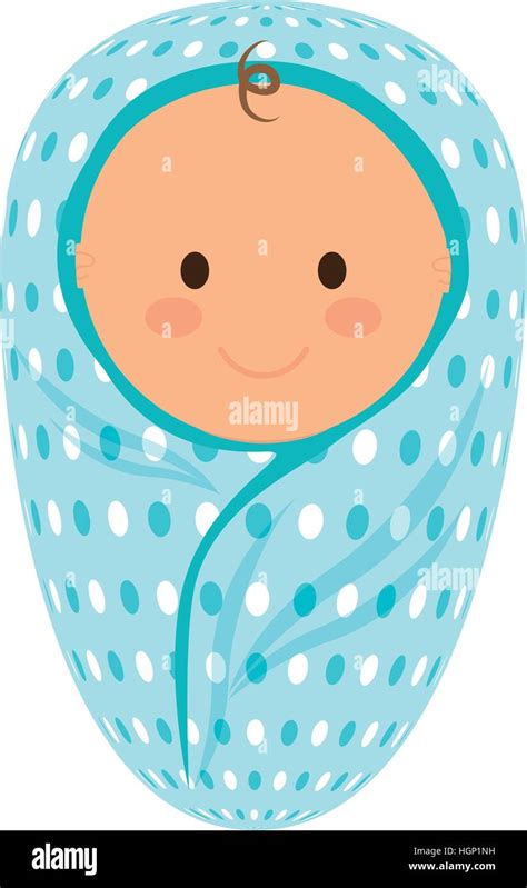 Cute Baby Boy Wrapped In A Blanket Icon Over White Background Stock