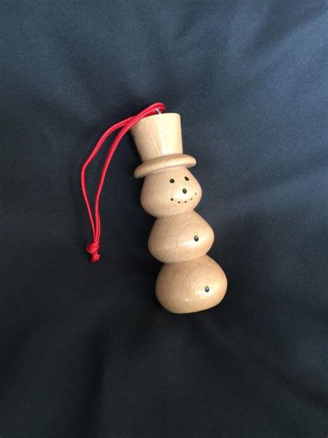 Wooden Snowman Christmas Ornament Hand Turned Wood Christmas