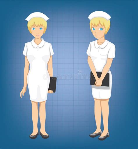 Blonde Nurse Full Body Poses Cartoon Vector Illustration Stock Vector Illustration Of Medic