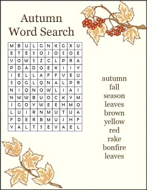 Fall Printable Word Searches