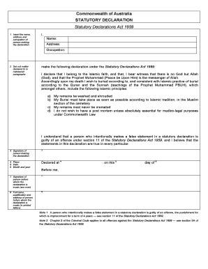 Statutory Declaration Form Australia Templates Fillable Printable