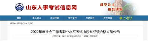 2022年山东省社会工作者职业资格考试成绩查询时间及入口【9月7日起】