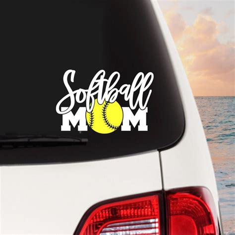 Softball Car Decal Etsy