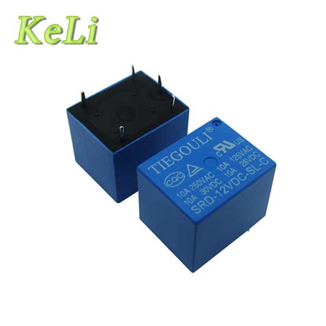 10pcs SRD 12VDC SL C 12VDC 10A 250V AC Power Relay PCB Type T73 12V 5