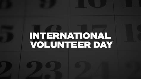 International Volunteer Day List Of National Days