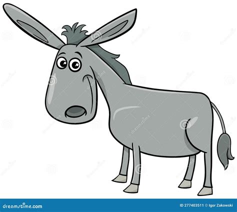 Funny Cartoon Donkey Farm Animal Character Stock Vector Illustration